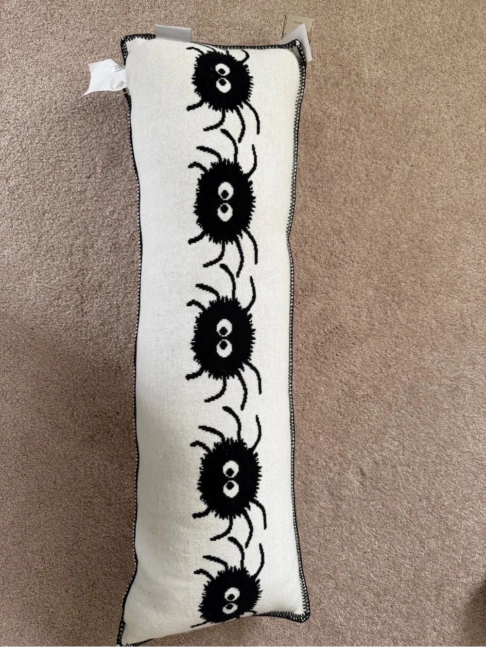 Black & White Spider Knit Pillow. NWT Halloween